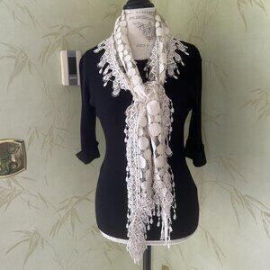 CHICO'S LACE WEAVE FASHION SCARF:PRE-OWNED  EXCELLENT CONDITION. IVORY